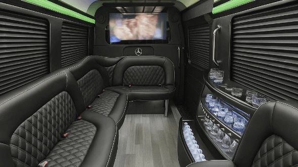 Interior of Annapolis Party Bus Company's 14 Passenger Sprinter Limousine in Annapolis