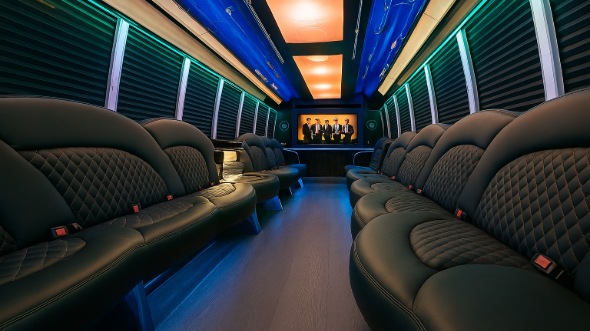 Interior of Salisbury Party Bus Company's 20 Passenger Party Bus in Salisbury