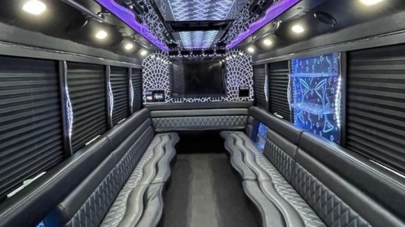 Interior of Aspen Hill Party Bus Company's 25 Passenger Party Bus in Aspen Hill