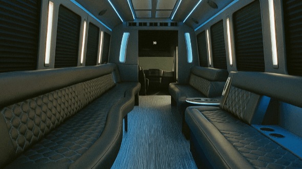 Interior of Ilchester Party Bus Company's 25 Passenger Party Bus in Ilchester