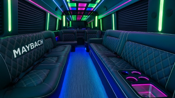 Interior of Aspen Hill Party Bus Company's 30 Passenger Party Bus in Aspen Hill