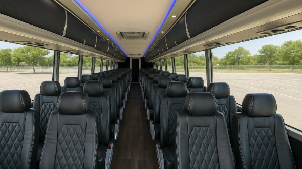 Interior of Maryland Party Bus Company's 40 Passenger Charter Bus in Maryland