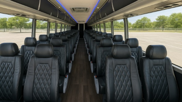 Interior of Maryland Party Bus Company's 48 Passenger Charter Bus in Maryland