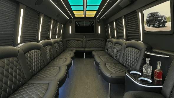 Interior of Bel Air North Party Bus Company's 50 Passenger Party Bus in Bel Air North