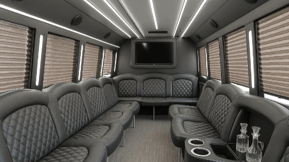 Interior of Gaithersburg Party Bus Company's 50 Passenger Party Bus in Gaithersburg
