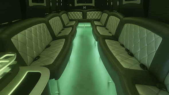 Interior of Olney Party Bus Company's 50 Passenger Party Bus in Olney