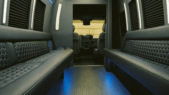 Interior of Owings Mills Party Bus Company's 50 Passenger Party Bus in Owings Mills
