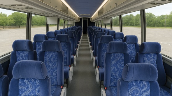 Interior of Maryland Party Bus Company's 54 Passenger Charter Bus in Maryland