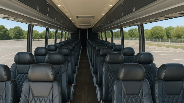 Interior of Maryland Party Bus Company's 55 Passenger Charter Bus in Maryland