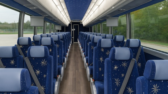 Interior of Maryland Party Bus Company's 56 Passenger Charter Bus in Maryland